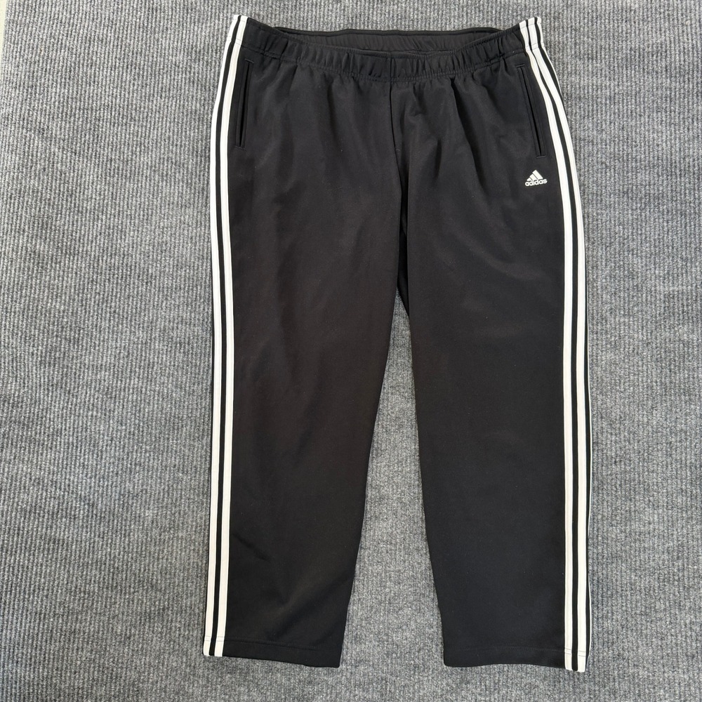 Adidas Men 2XL Snap Button Breakaway Track Pants Black White 3 Stripe Vintage